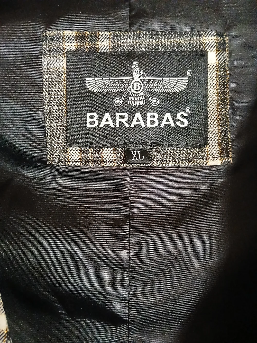 Barabas Men’s Brown/Cream Plaid Vest Size XL With Gold Metallic Thread NWT